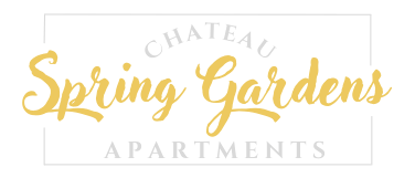The image is a logo for Chateau Spring Gardens Apartments.